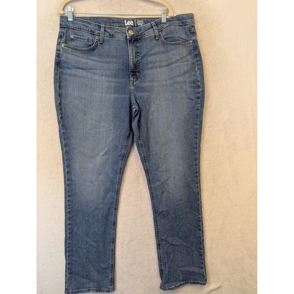 NEW‎ Lee Straight Leg Jeans Women's 18L Blue Mid Rise Regular Fit